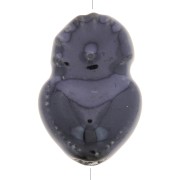 15x10mm Ceramic Ex-voto Mexican heart bead - Black iridescent x1|raw }}