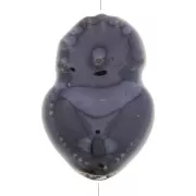 15x10mm Ceramic Ex-voto Mexican heart bead - Black iridescent x1