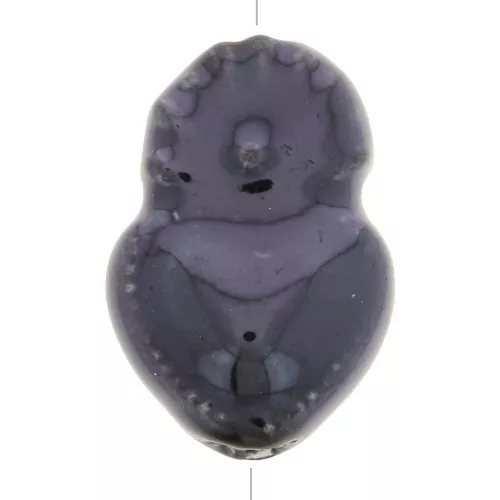 15x10mm Ceramic Ex-voto Mexican heart bead - Black iridescent x1