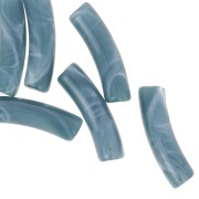 Curved tube beads 19x5 mm in opaque acrylic - Blue grey marbled x10