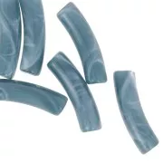 Curved tube beads 19x5 mm in opaque acrylic - Blue grey marbled x10