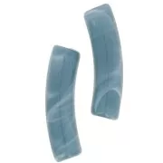 19x5mm Curved tube beads in opaque acrylic - Blue grey marbled x10