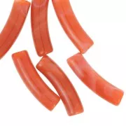 19x5 mm curved tube beads in opaque acrylic - Terracotta marbled x10