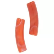 19x5 mm curved tube beads in opaque acrylic - Terracotta marbled x10