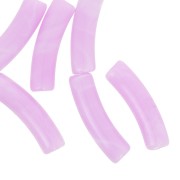 19x5mm Curved tube beads in opaque acrylic - Lilac marbled x6