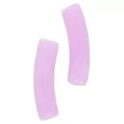 19x5mm Curved tube beads in opaque acrylic - Lilac marbled x6
