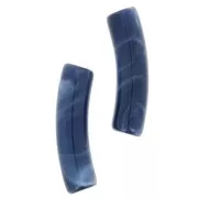 Curved tube beads 19x5 mm in opaque acrylic - Midnight blue marbled x10