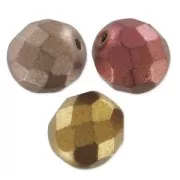 Fire Polished faceted round beads 8mm Crystal Gold Rainbow x20