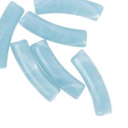 Opaque acrylic 19x5 mm curved tube beads - Marbled sky blue x10
