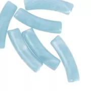 Opaque acrylic 19x5 mm curved tube beads - Marbled sky blue x10