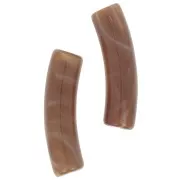 Curved tube beads 19x5 mm in opaque acrylic - Marbled brown x10
