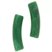 Curved tube beads 19x5 mm in opaque acrylic - Dark green marbled x10