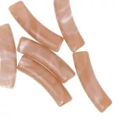 Curved tube beads 19x5 mm in opaque acrylic - Light brown marbled x10