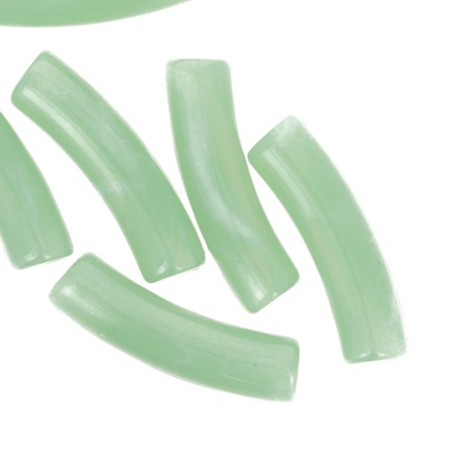Curved tube beads 19x5 mm in translucent acrylic - Marbled Lichen x10