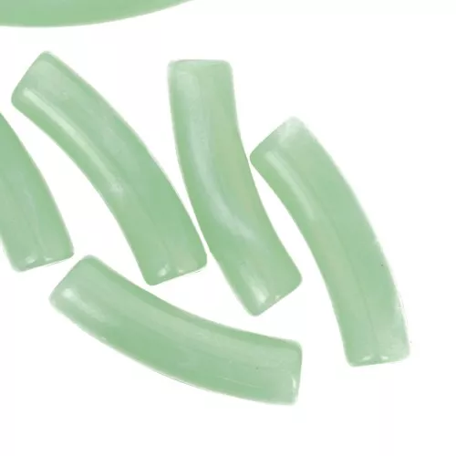 Curved tube beads 19x5 mm in translucent acrylic - Marbled Lichen x10