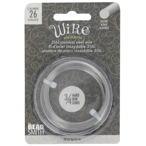 0.41mm 316L stainless steel hard round wire x15m