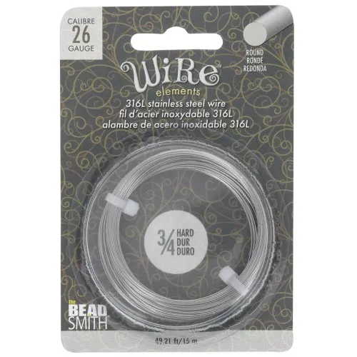 0.41mm 316L stainless steel hard round wire x15m