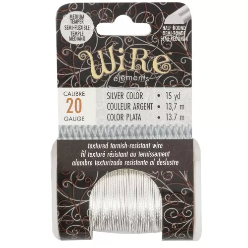 0.81 mm semi-hard textured round copper wire - Silver-plated, tarnish-resistant x 13.7 m