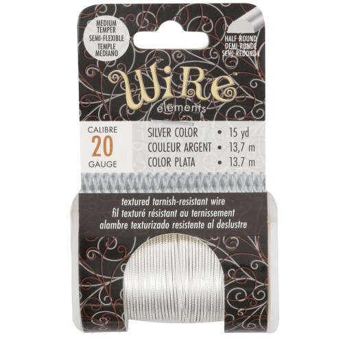 0.81mm Half round textured copper wire semi hard - Silver anti-tarnish x13.7m