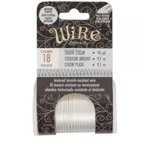 1.02 mm semi-hard textured round copper wire - Silver-plated, tarnish-resistant x9.1 m