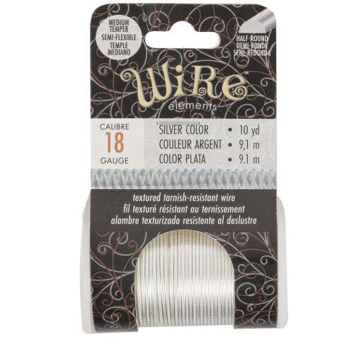 1.02mm Textured half-round copper wire semi-hard - Silver anti-tarnish x9.1m