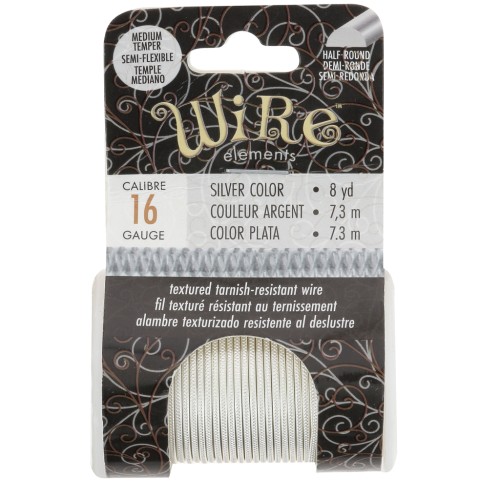1.29mm Semi-round textured copper wire semi hard - Silver anti-tarnish x7.3m