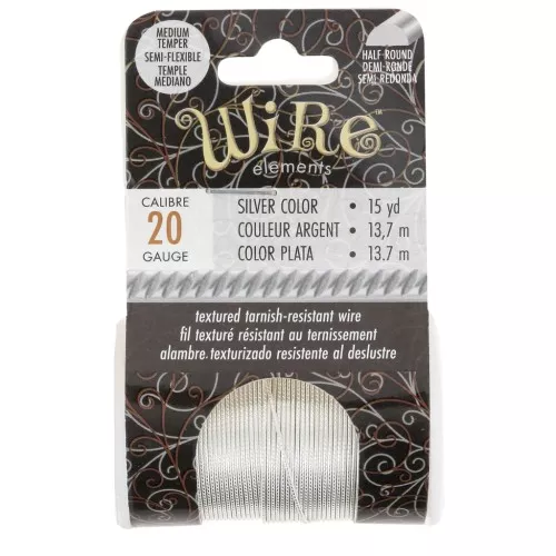 0.81 mm semi-hard twisted round copper wire - Silver-plated, tarnish-resistant x 13.7 m