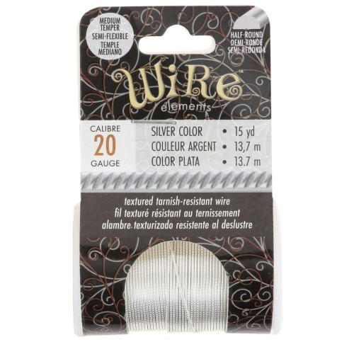 0.81mm Half round twisted copper wire semi hard - Silver anti-tarnish x13.7m