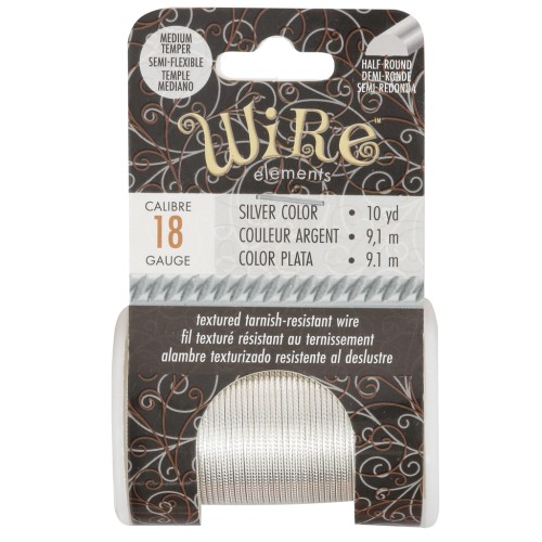 1.02mm Half-round twisted copper wire semi hard - Silver anti-tarnish x9.1m