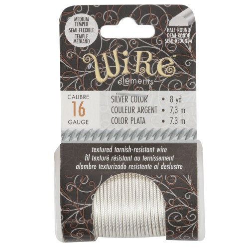1.29mm Half-round twisted copper wire semi hard - Silver anti-tarnish x7.3m