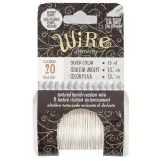 0.81 mm semi-hard ribbed round copper wire - Silver-plated, tarnish-resistant x 13.7 m
