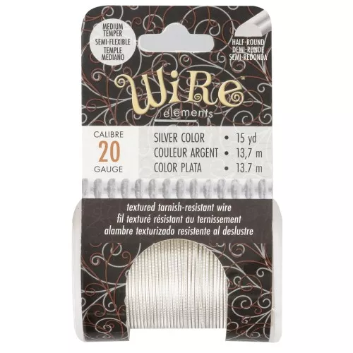 0.81 mm semi-hard ribbed round copper wire - Silver-plated, tarnish-resistant x 13.7 m