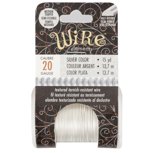 0.81mm half-round ribbed copper wire - Silver anti-tarnish x13.7m