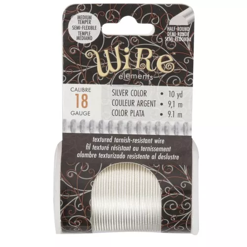 1.02 mm semi-hard ribbed round copper wire - Silver-plated to prevent tarnishing x9.1m