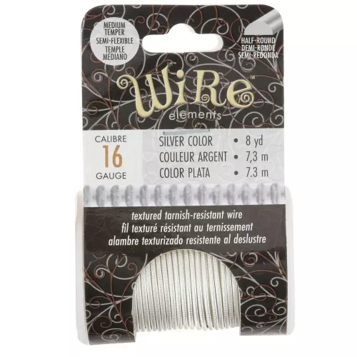 1.29 mm semi-hard ribbed round copper wire - Silver-plated to prevent tarnishing x7.3m