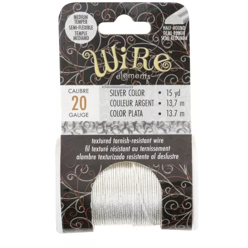 0.81 mm semi-hard hammered round copper wire - Silver-plated, tarnish-resistant x 13.7 m