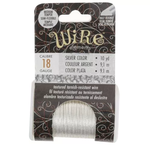 1.02 mm semi-hard hammered round copper wire - Silver-plated, tarnish-resistant x9.1 m