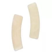 Curved tube beads 19x5 mm in translucent acrylic - Ecru marbled x10