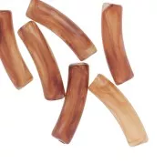 Curved tube beads 19x5 mm in transparent acrylic - Marbled brown x10