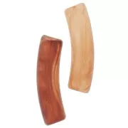 19x5mm Curved tube beads in translucent acrylic - Marbled brown x10