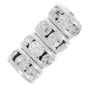 Rhinestones Rondelle 6mm Silver tone/Crystal  x4