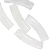 19x5mm Curved tube beads in translucent acrylic - White marbled x10