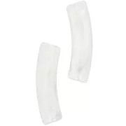 Curved tube beads 19x5 mm in transparent acrylic - White marbled x10