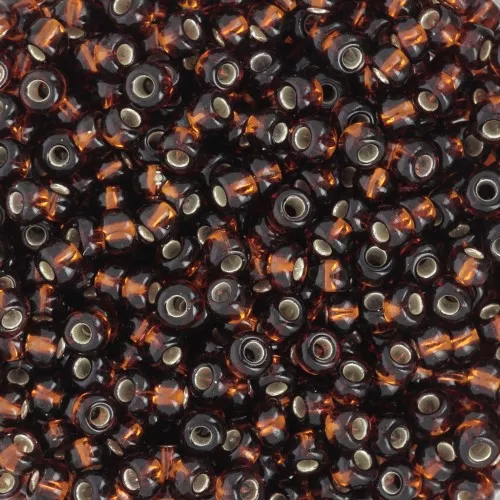 Preciosa Seed Beads 8/0 3 mm - Dark Topaz Silver Lined x20g