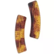 Clear acrylic 19x5 mm curved tube beads - Brown speckled x10