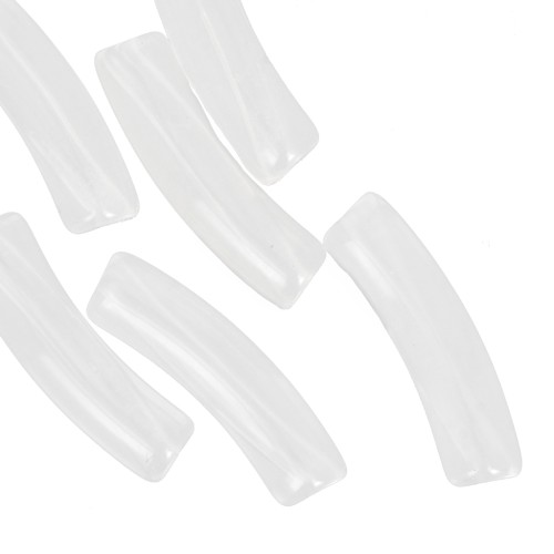 Clear acrylic curved tube beads 19x5 mm - Clear x10