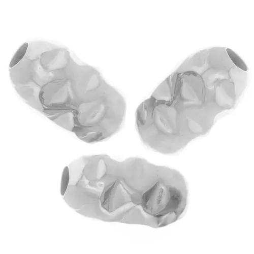 7x4mm 925 Sterling Silver Olive beads crinkle effect x10