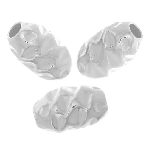 8x5mm 925 Sterling Silver Olive beads crinkle effect x5