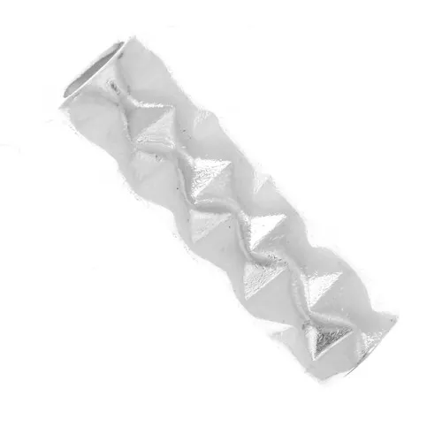 10x3mm 925 Sterling Silver Tube bead diamond effect x1