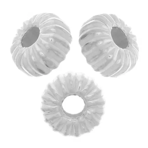 4mm 925 Sterling Silver striated Rondelle beads x10